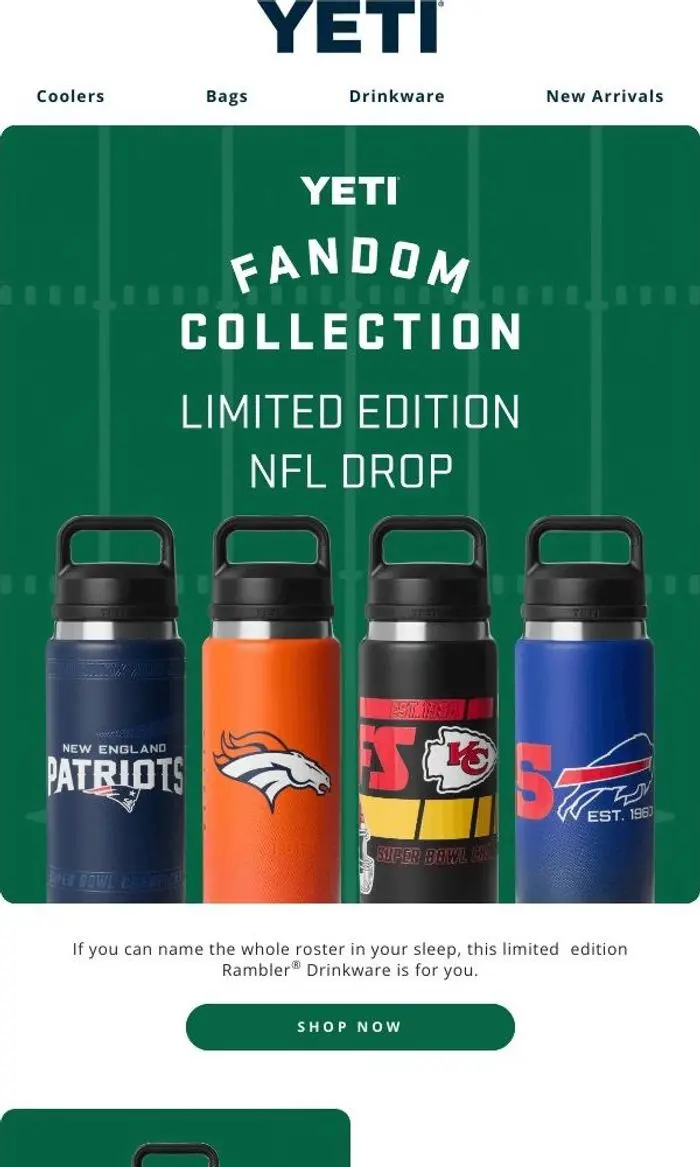 YETI: Signature Drinkware For NFL Superfans