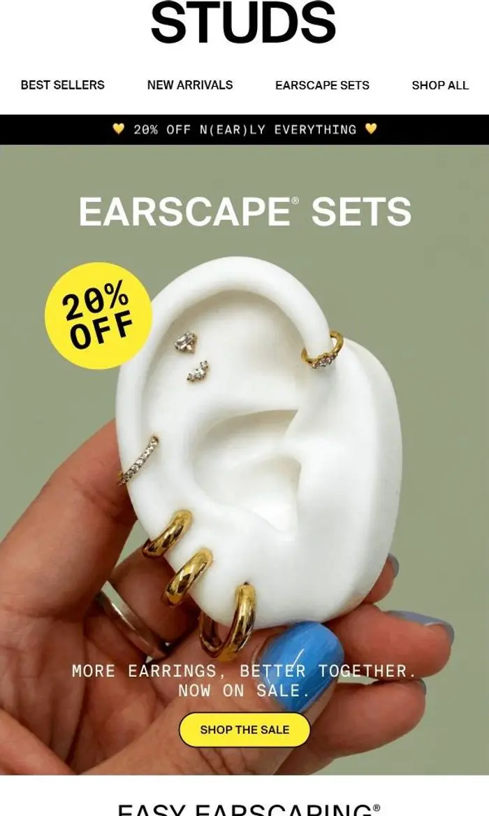 Studs: 20% off your easiest Earscape® yet ✨