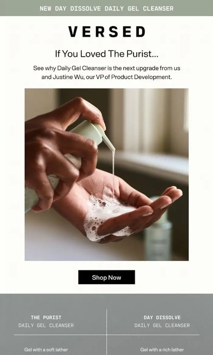 Versed: Rich lather, ultra-hydrating feel