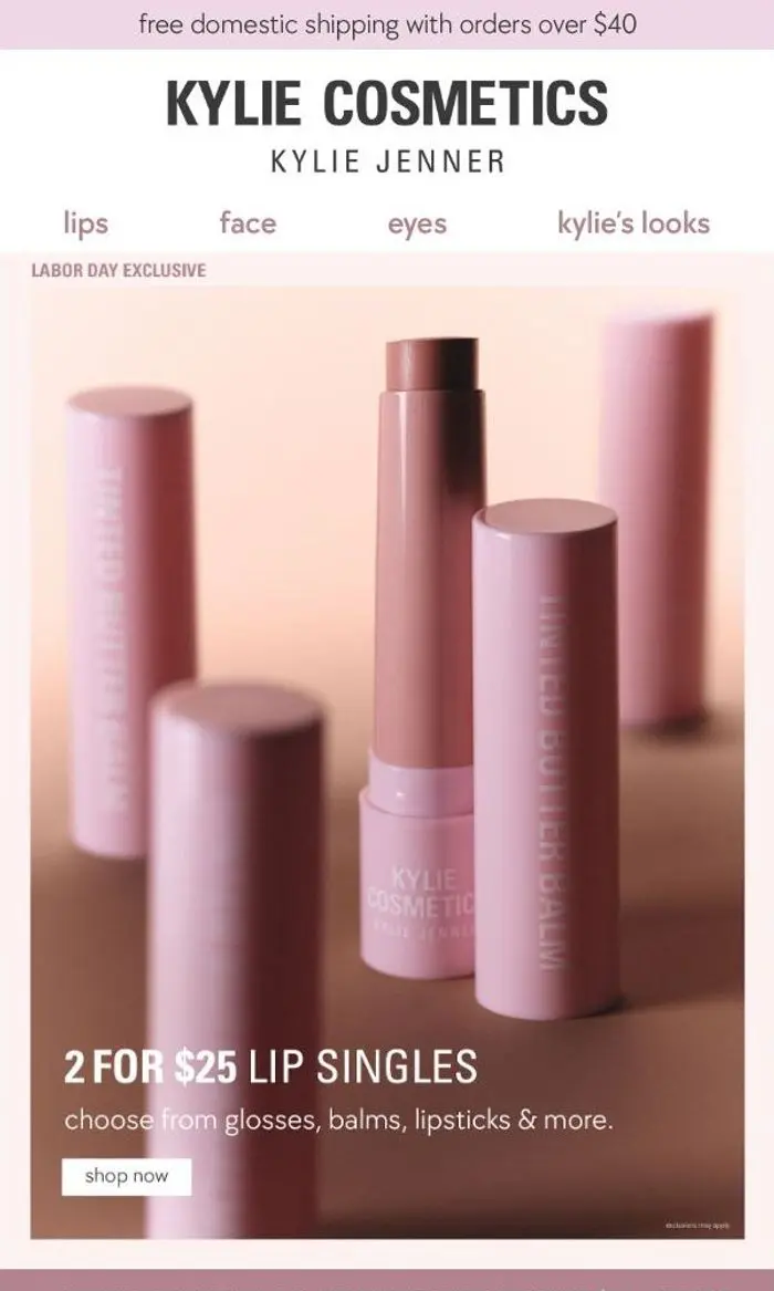 Kylie Cosmetics: FINAL HOURS: 2 for $25 lip singles ⏰
