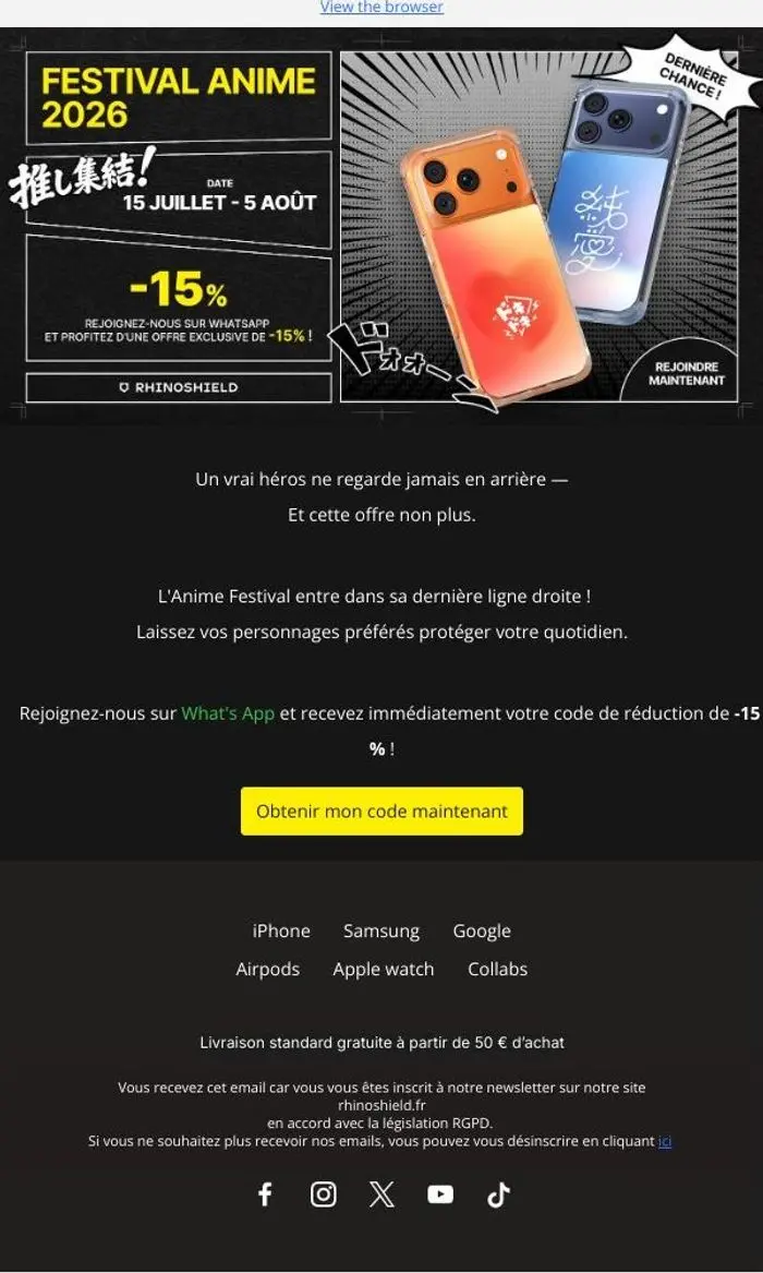 RHINOSHIELD FR: ⏳ Dernier compte à rebours ! Profitez de 15 % de réduction sur les collections Anime avant la fin de l'offre 💥