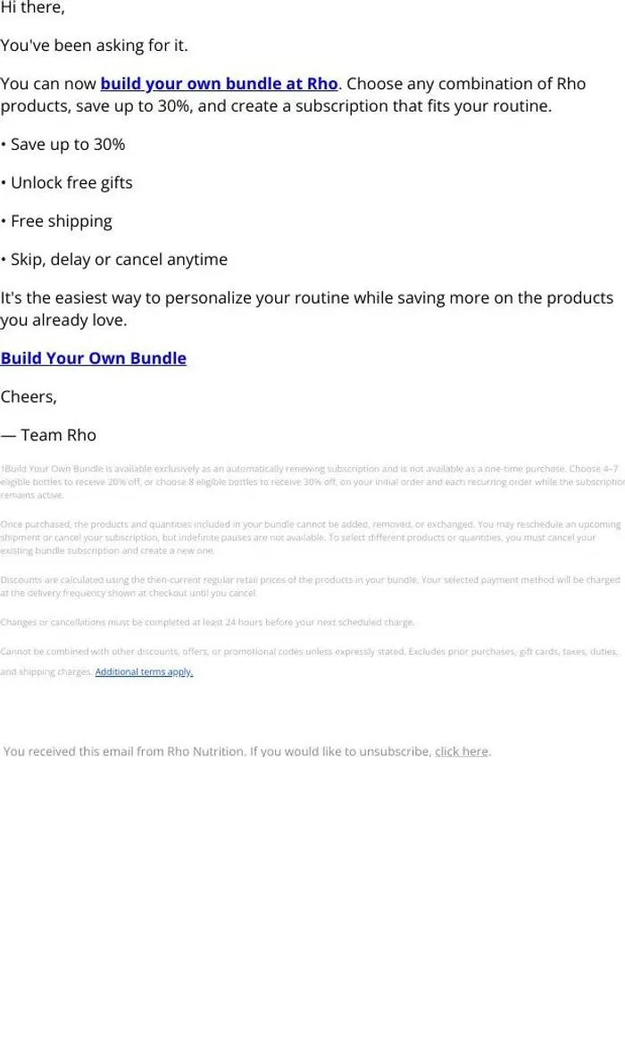 Rho Nutrition: Build the perfect stack for your goals and save up to 30%