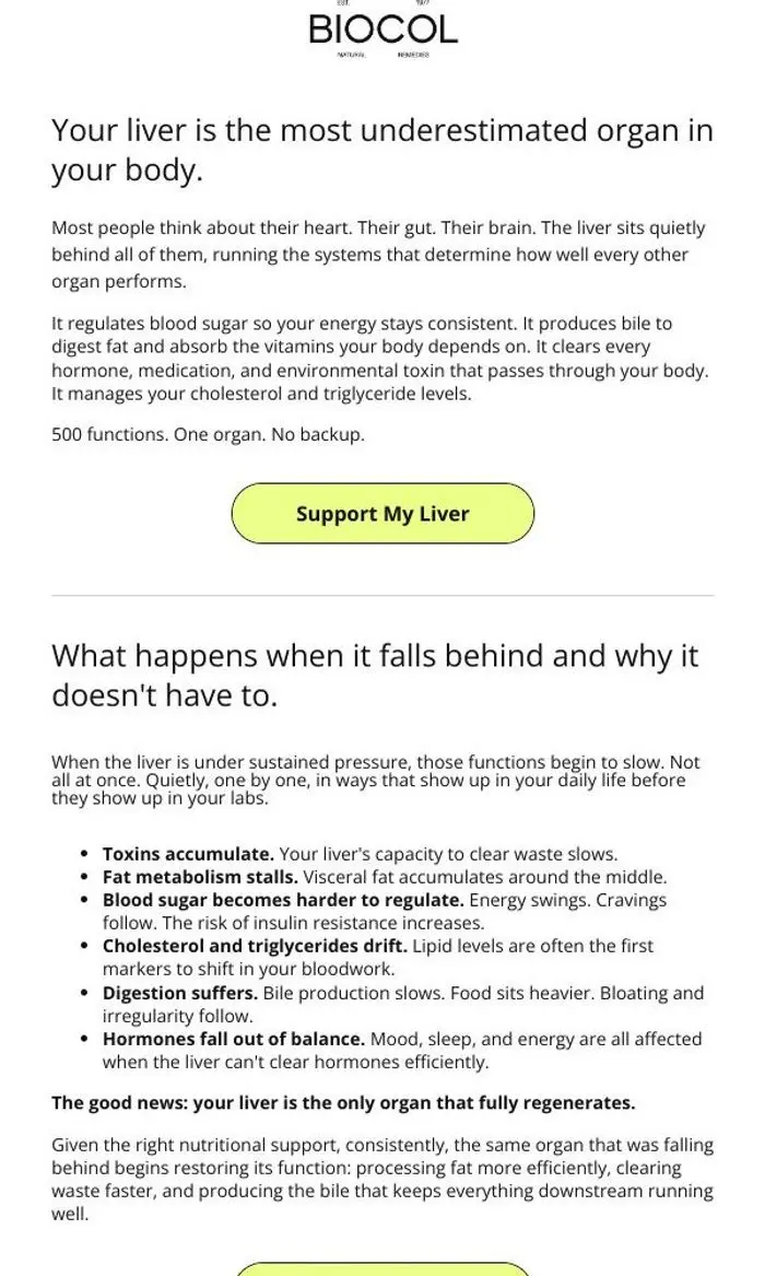 Biocol Labs: Tired, bloated, gaining weight? Your liver explains it.