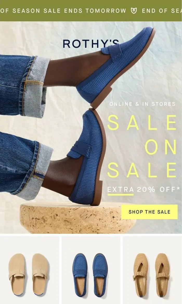 Rothy's: End of Season sale ends tomorrow. ⌛