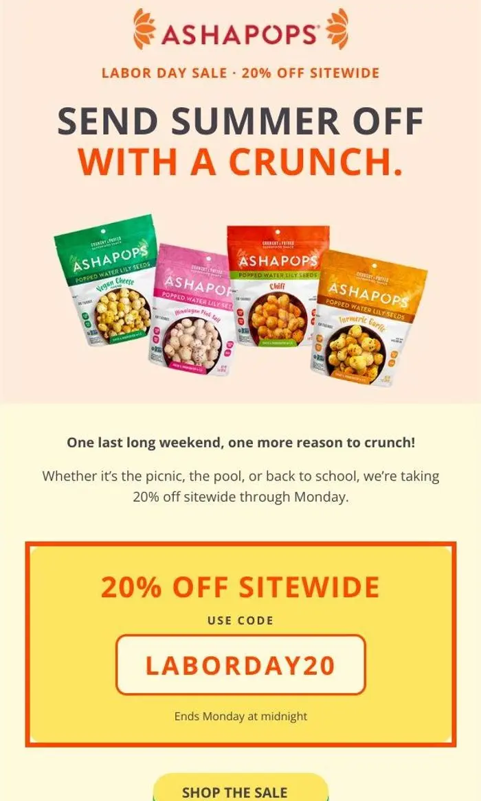 AshaPops: Labor Day Sale: Grab 20% Off 💛
