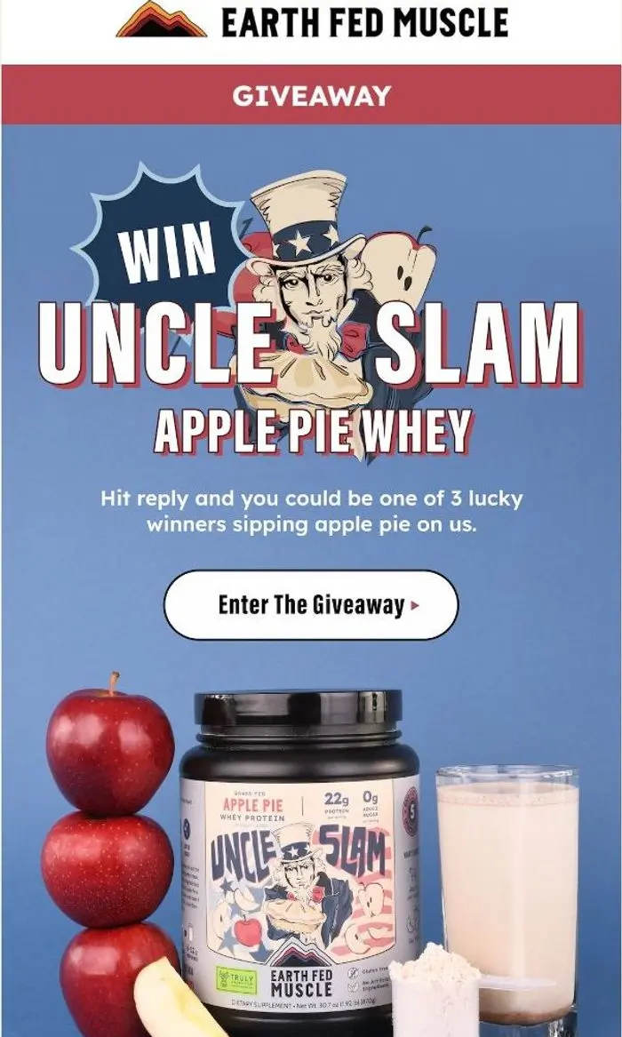Earth Fed Muscle: Win a FREE Uncle Slam Apple Pie Whey 🍎