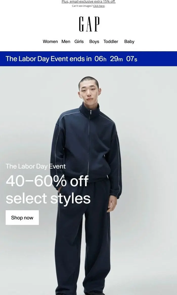 Gap: Last call at the Labor Day Event >> get up to 60% off