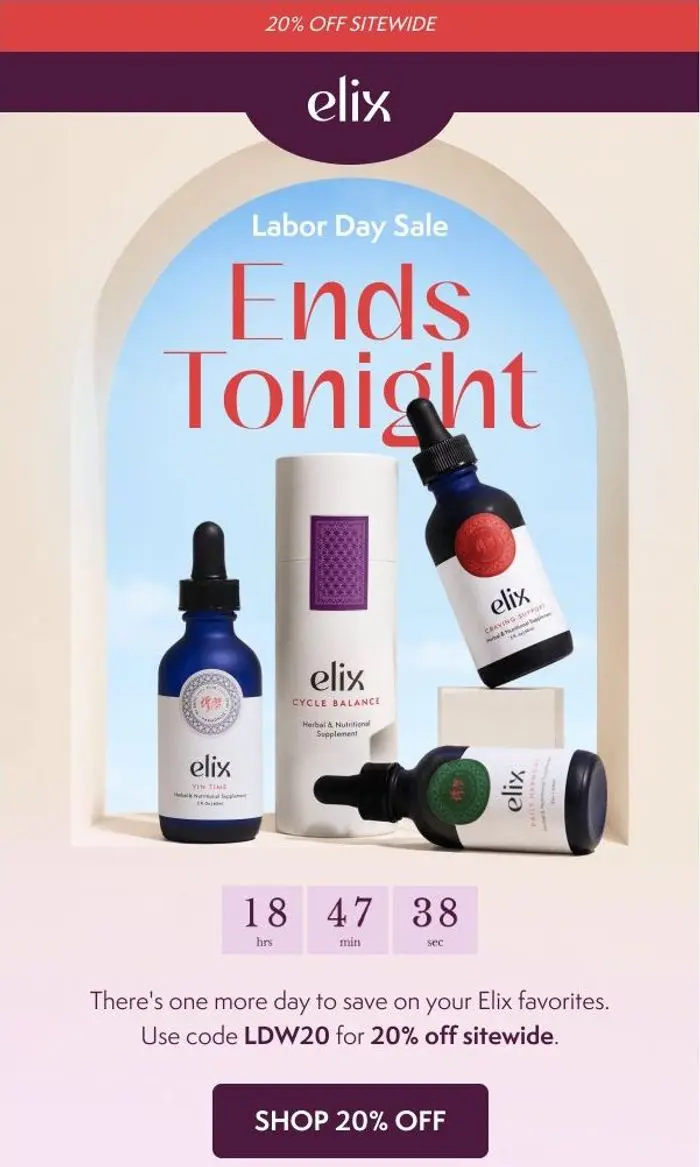 Elix: 20% off ends TONIGHT 🚨