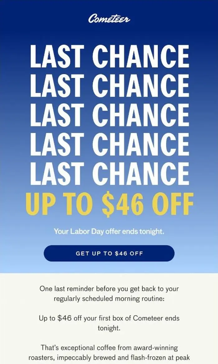 Cometeer: LAST CHANCE: GET UP TO $46 OFF