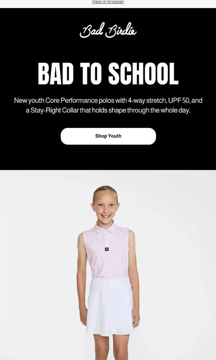 Bad Birdie: New Youth Polos.