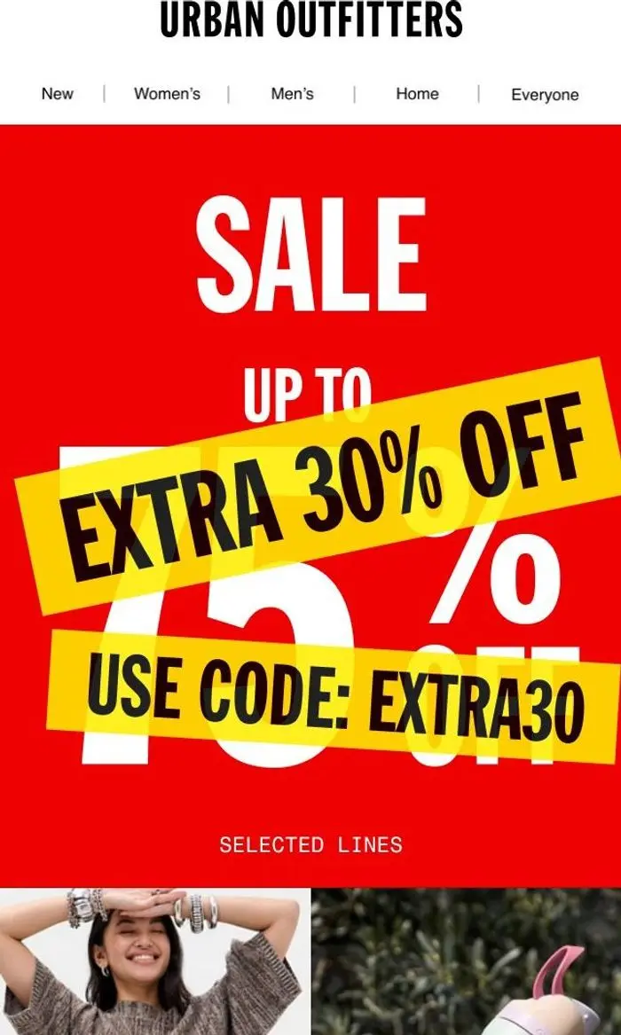 Urban Outfitters Europe: Extra 30% OFF sale chosen for you