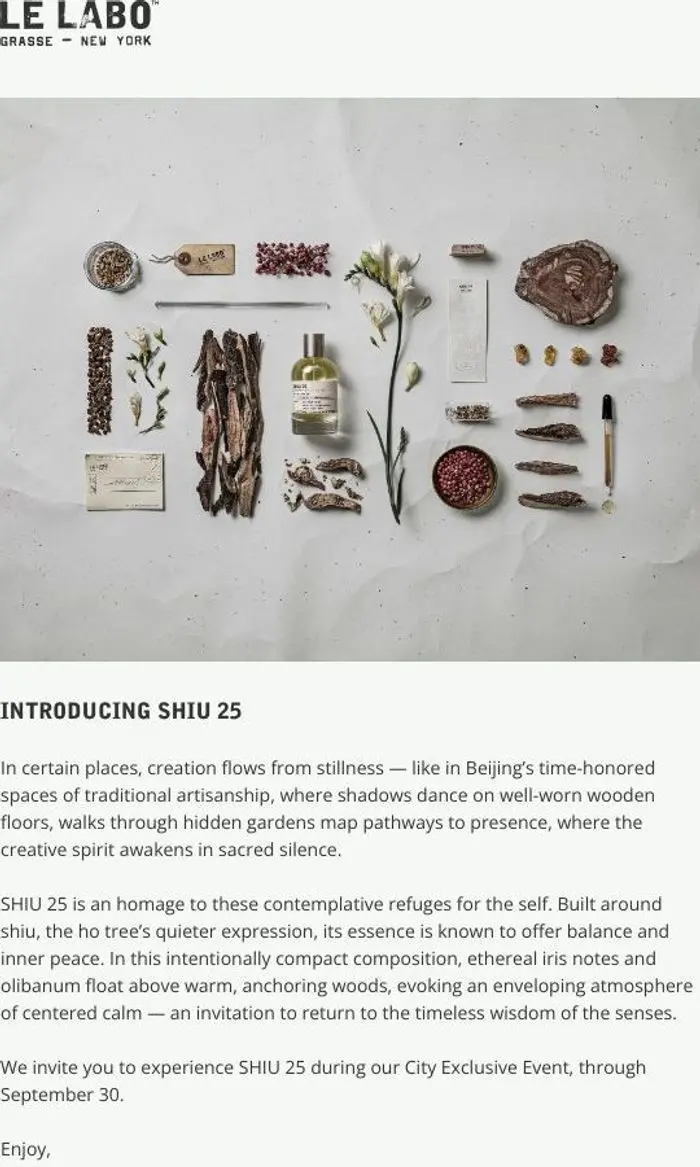 Le Labo Fragrances: Introducing SHIU 25
