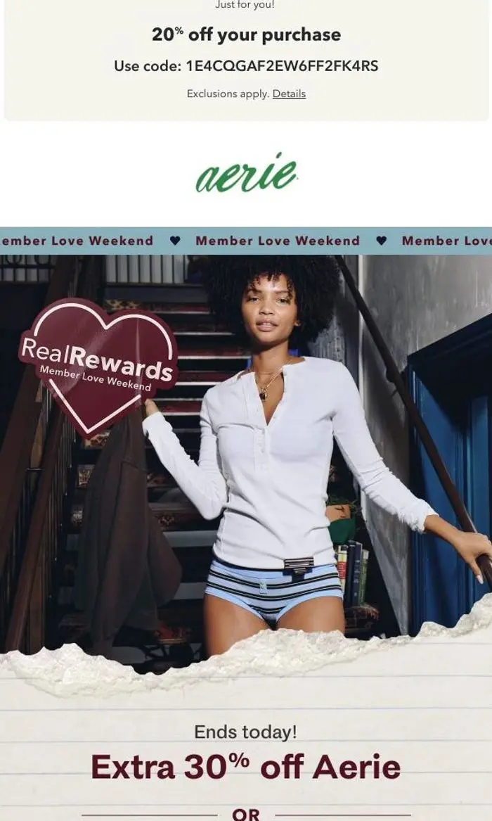 Aerie: ENDS TODAY! Extra 35% off when you shop Aerie & AE