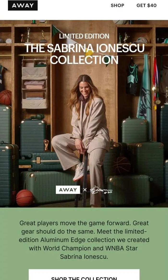 Away: Introducing Away × Sabrina Ionescu Collection