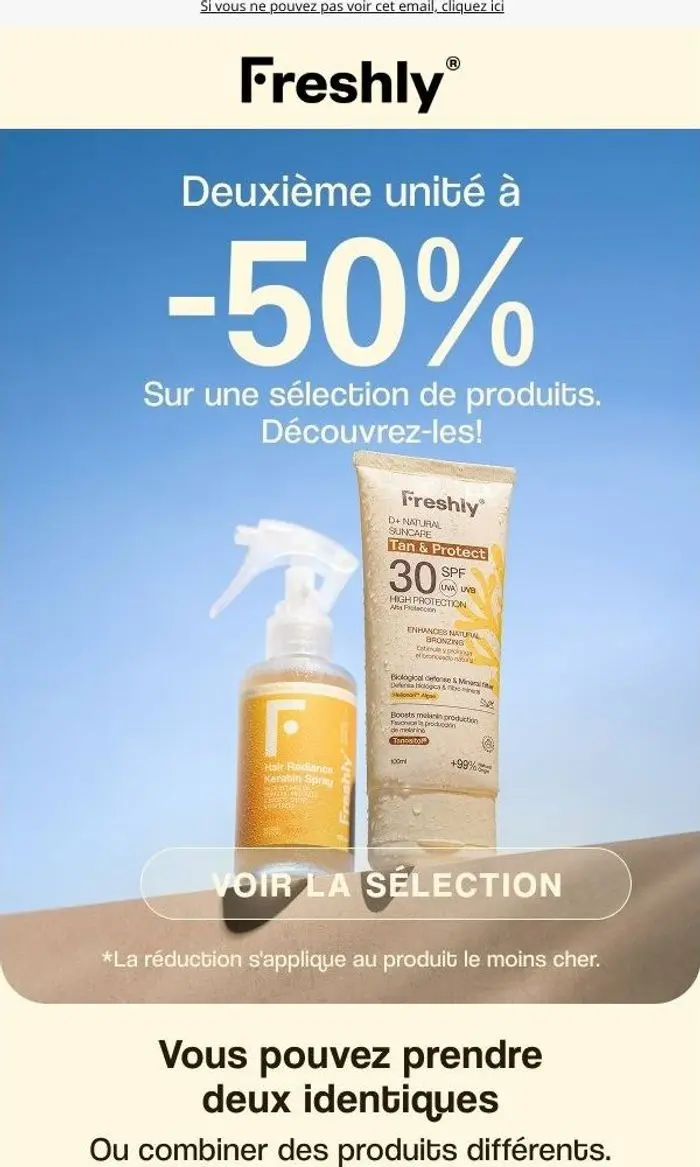 Freshly Cosmetics: Jusqu'à -50% ☀ Pour votre peau et vos cheveux