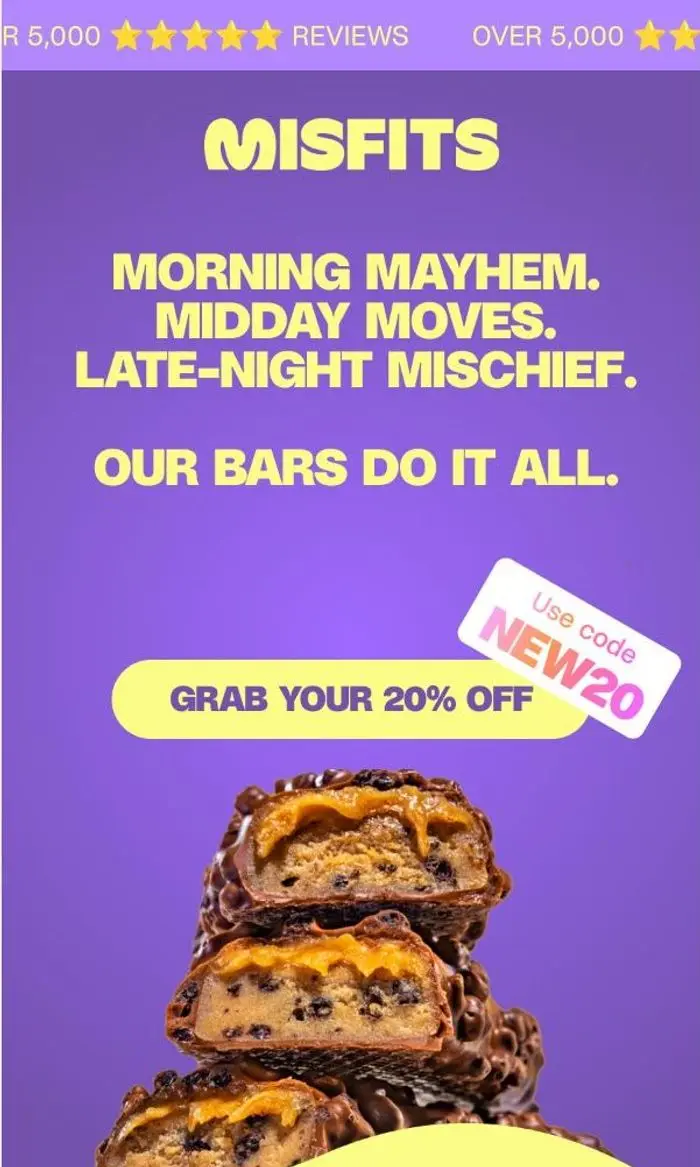 Misfits Health: Level up your snack game 🍫