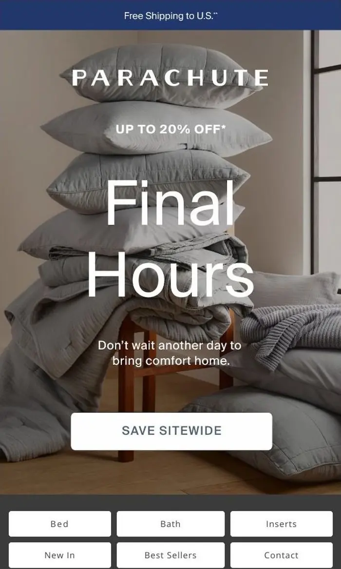 Parachute: Up to 20% off ends tonight