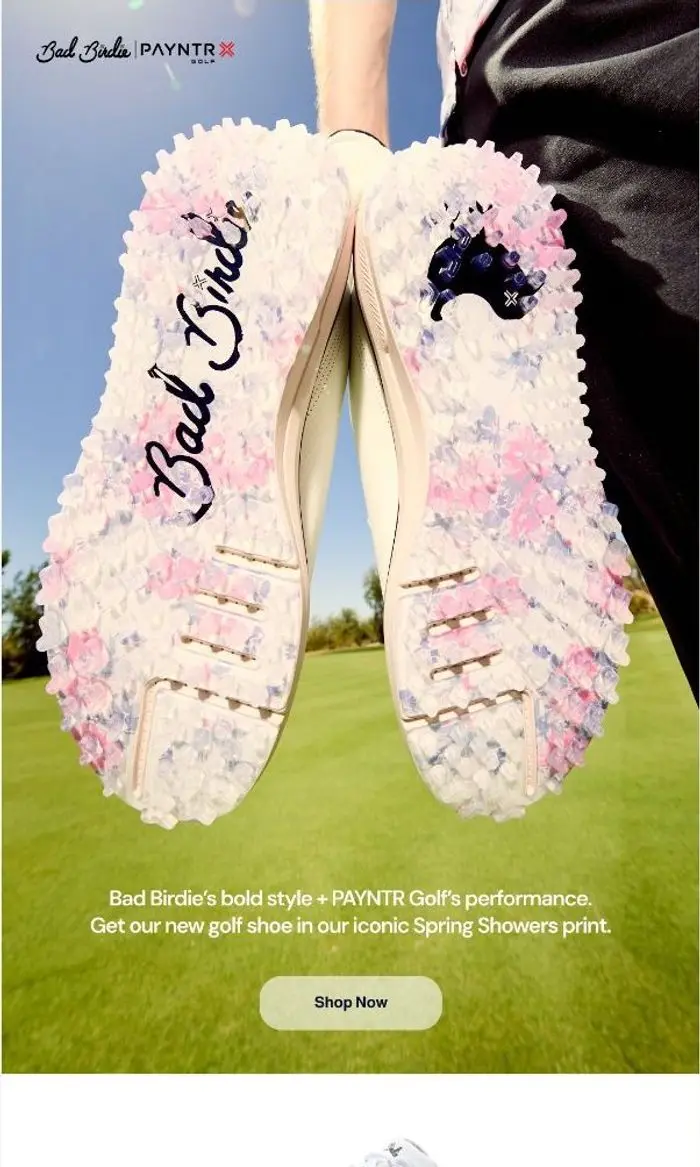 Bad Birdie: Spring Showers, On a Golf Shoe