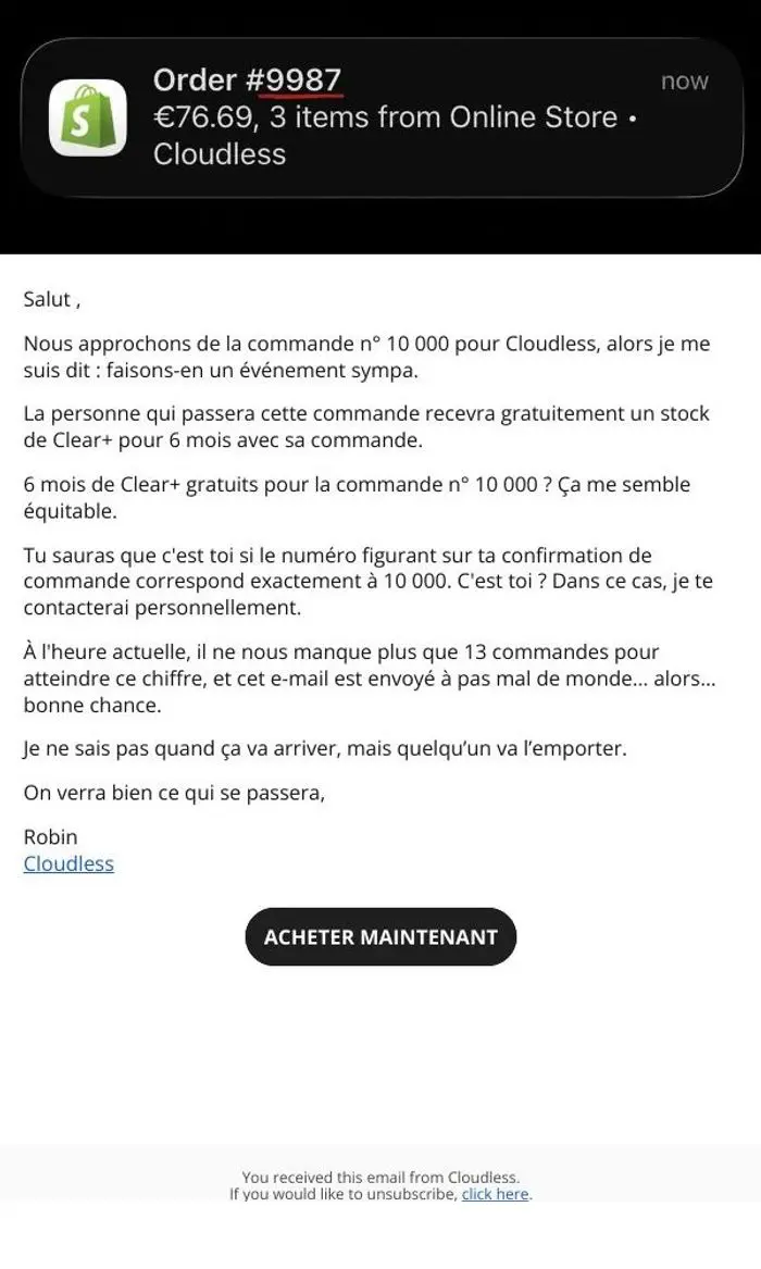 Cloudless: Nous approchons de la commande n° 10 000