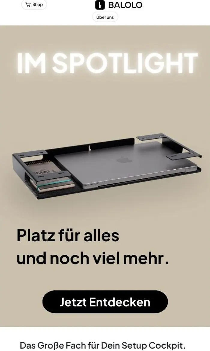 BALOLO: Im Spotlight - Das Große Fach für Dein Setup Cockpit