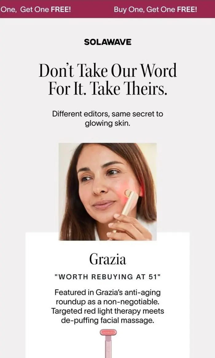 Solawave: "She’s 51 but looks much younger..." — Grazia