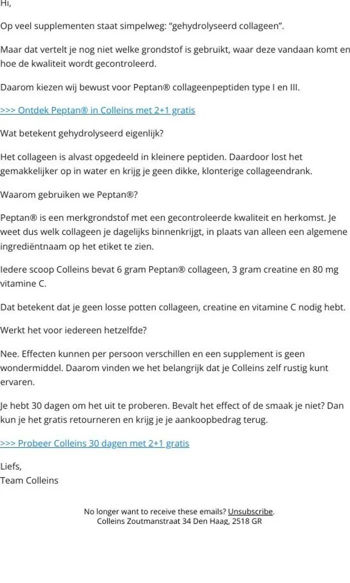 Colleins: Collageen is niet gewoon collageen