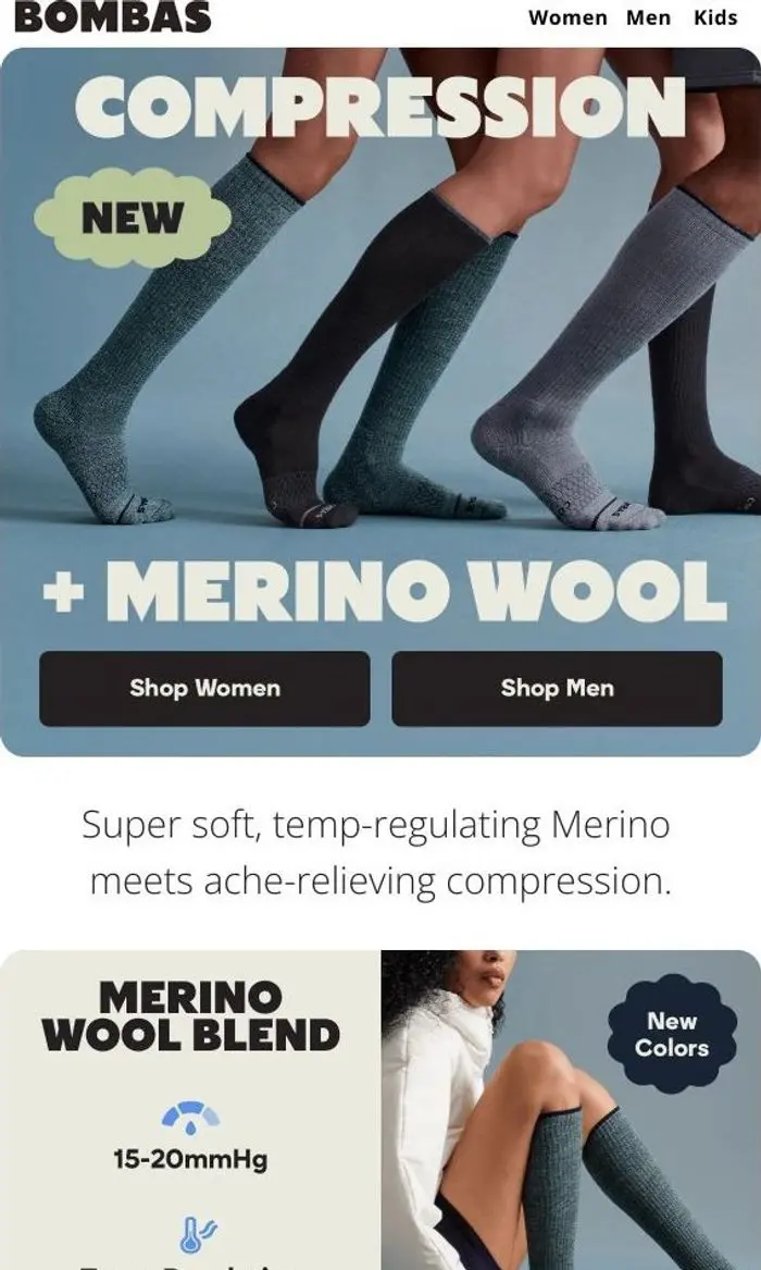 Bombas: New Compression With Merino Wool