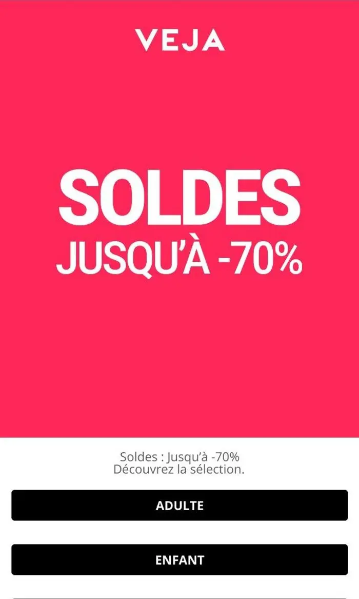 VEJA: Soldes : Jusqu’à -70%