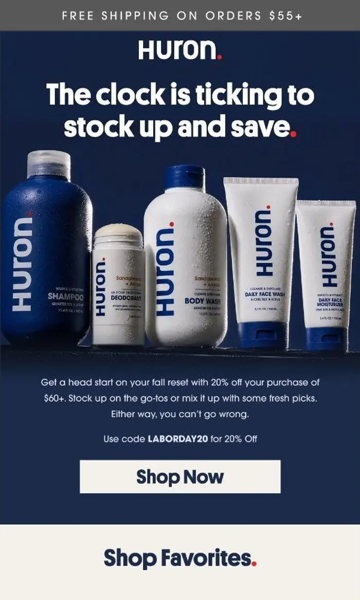 Huron: Ends Tomorrow: The Labor Day Sale