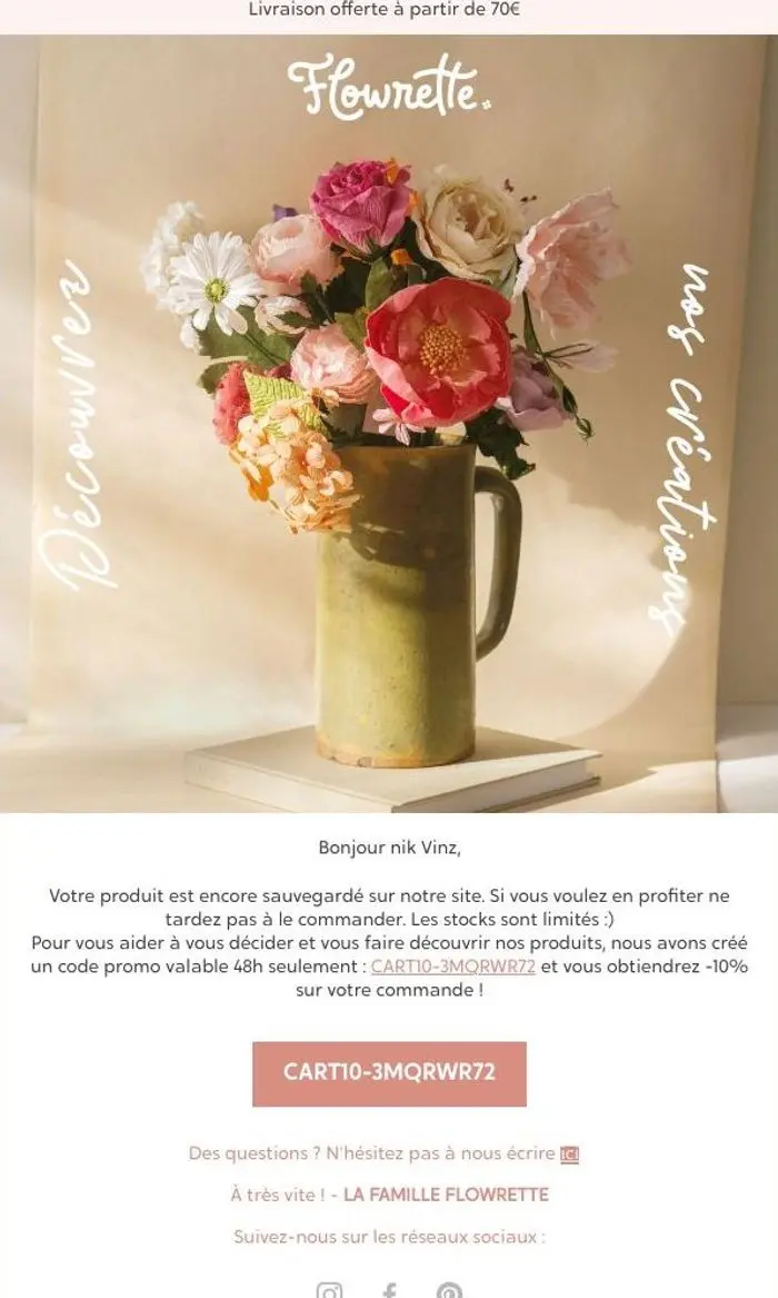 Flowrette: Finalisez votre commande 💝