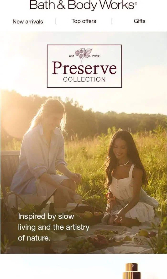 Bath & Body Works: say hello to the new Preserve Collection. it's kind of our jam. 🍇🍎