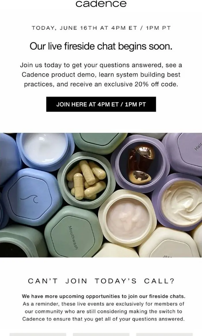 Cadence: Your exclusive link to join our live event today at 4pm ET / 1pm PT