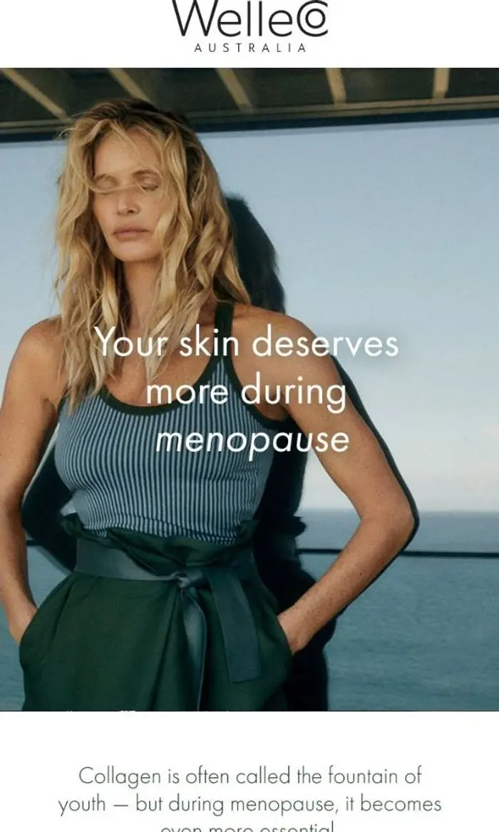 WelleCo™: 30% of skin collagen vanishes in menopause