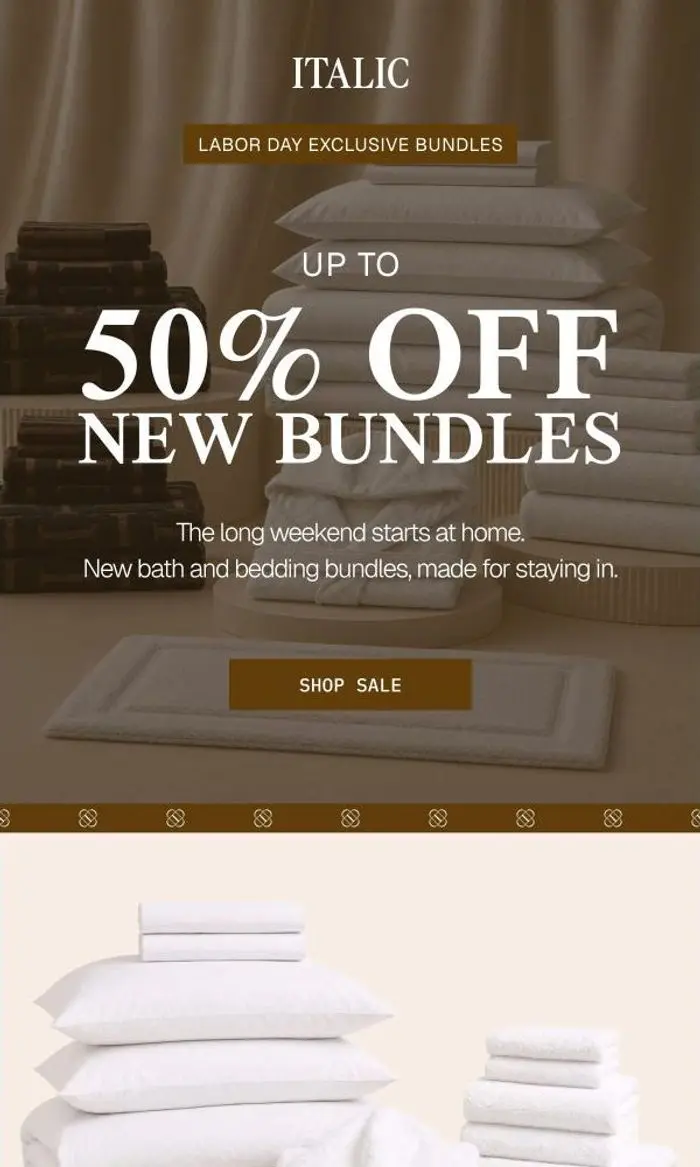 Italic: NEW: 50% off Labor Day Sets