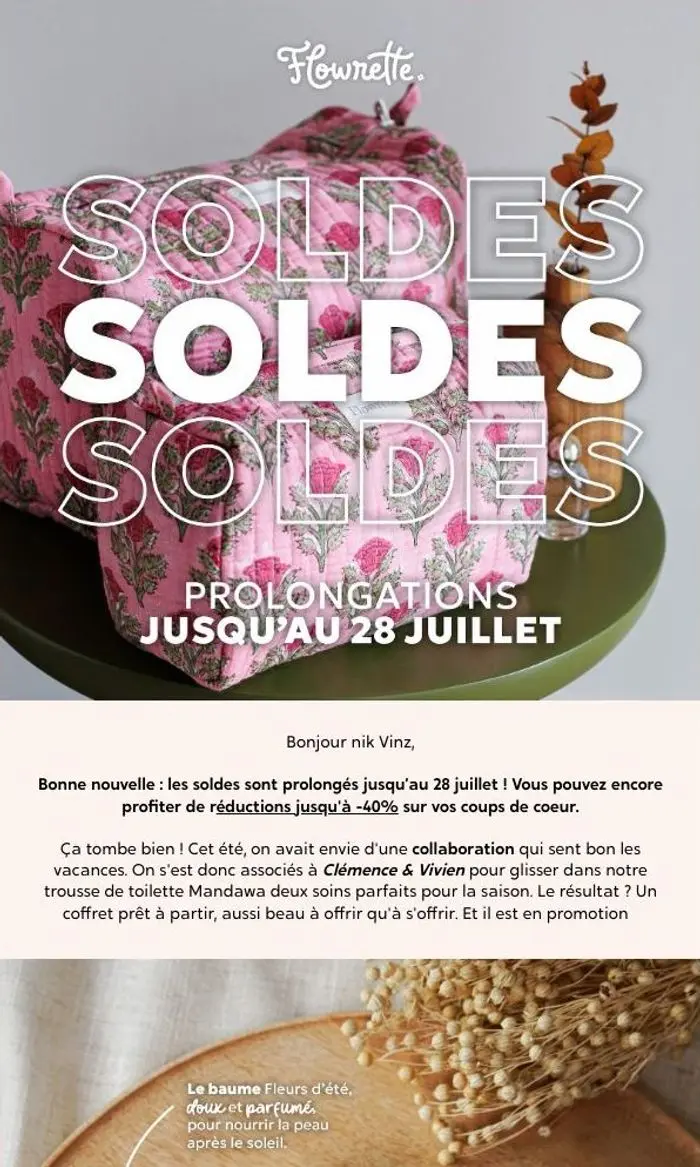 Flowrette: Soldes prolongées : plus que quelques jours (jusqu'à -50%)