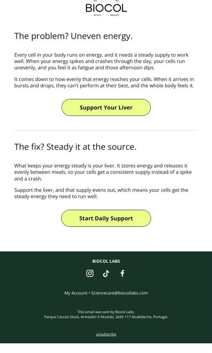 Biocol Labs: Your cells need steady energy.