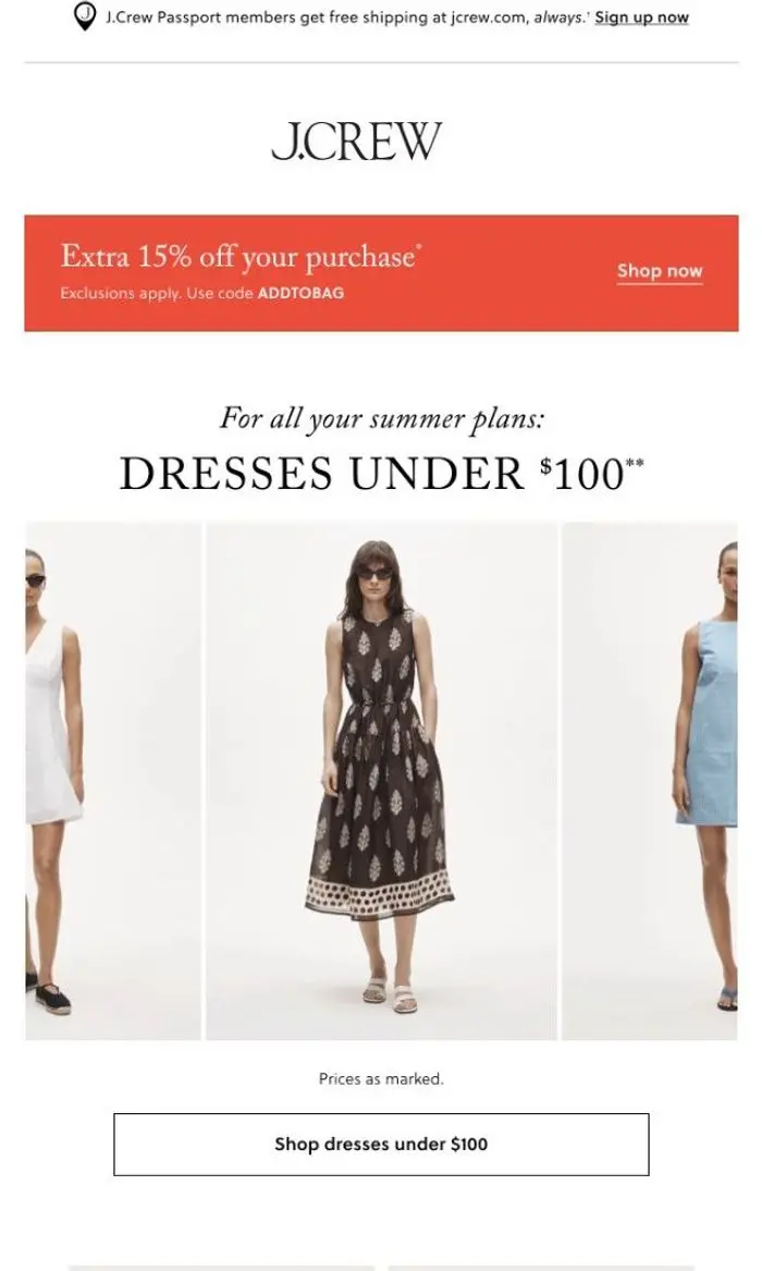 J.Crew: Extra 15% off your purchase, just added!