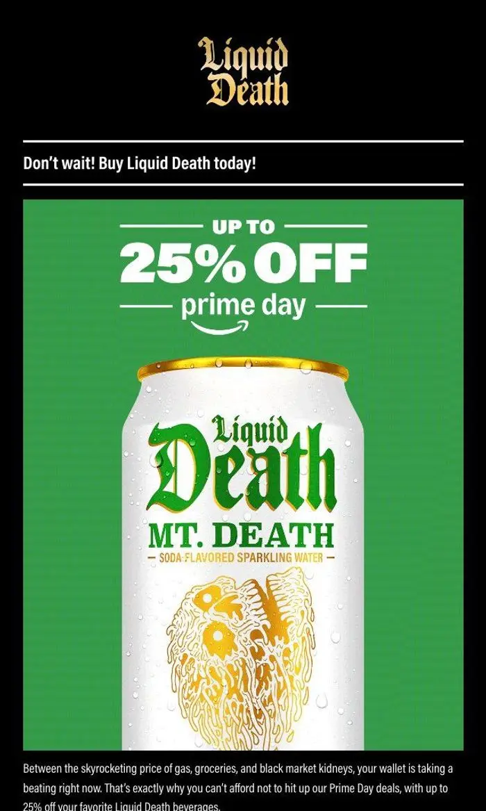 Liquid Death: Prime Day Deal: Up To 25% Off
