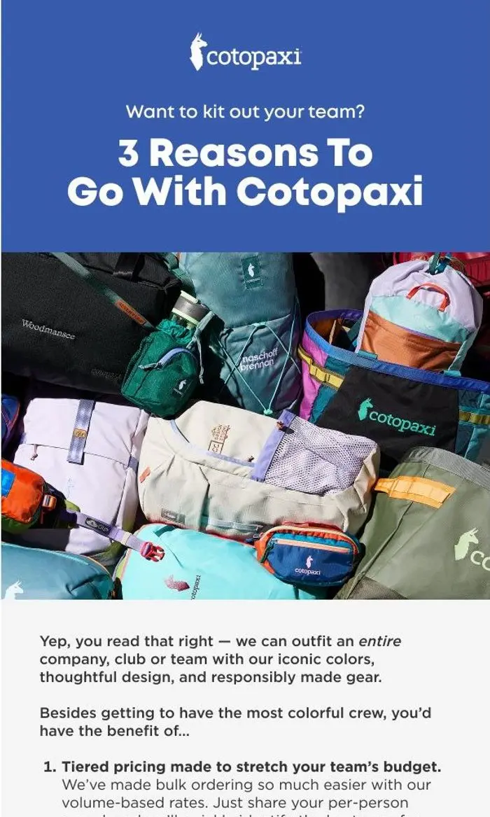 Cotopaxi: Gear That Does More - Meet Cotopaxi Group Sales