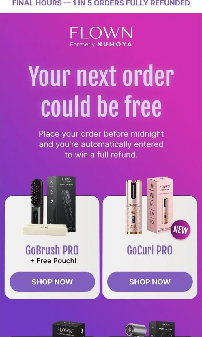FLOWN: Final hours — your order could still be fully refunded