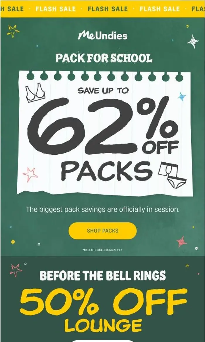MeUndies: Up to 62% off Packs Starts Now!