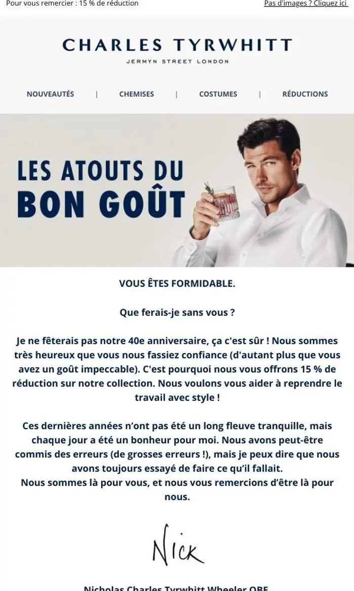 Charles Tyrwhitt: Un grand merci de ma part