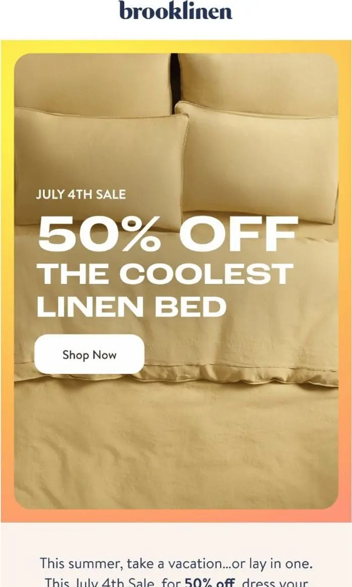 Brooklinen: SHOP EVERYTHING BUT THE MATTRESS FOR 50% OFF