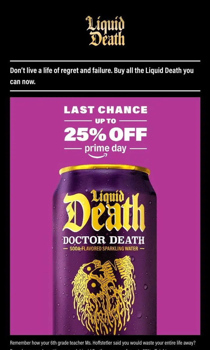 Liquid Death: Prime Day Up To 25% Off Ends Today