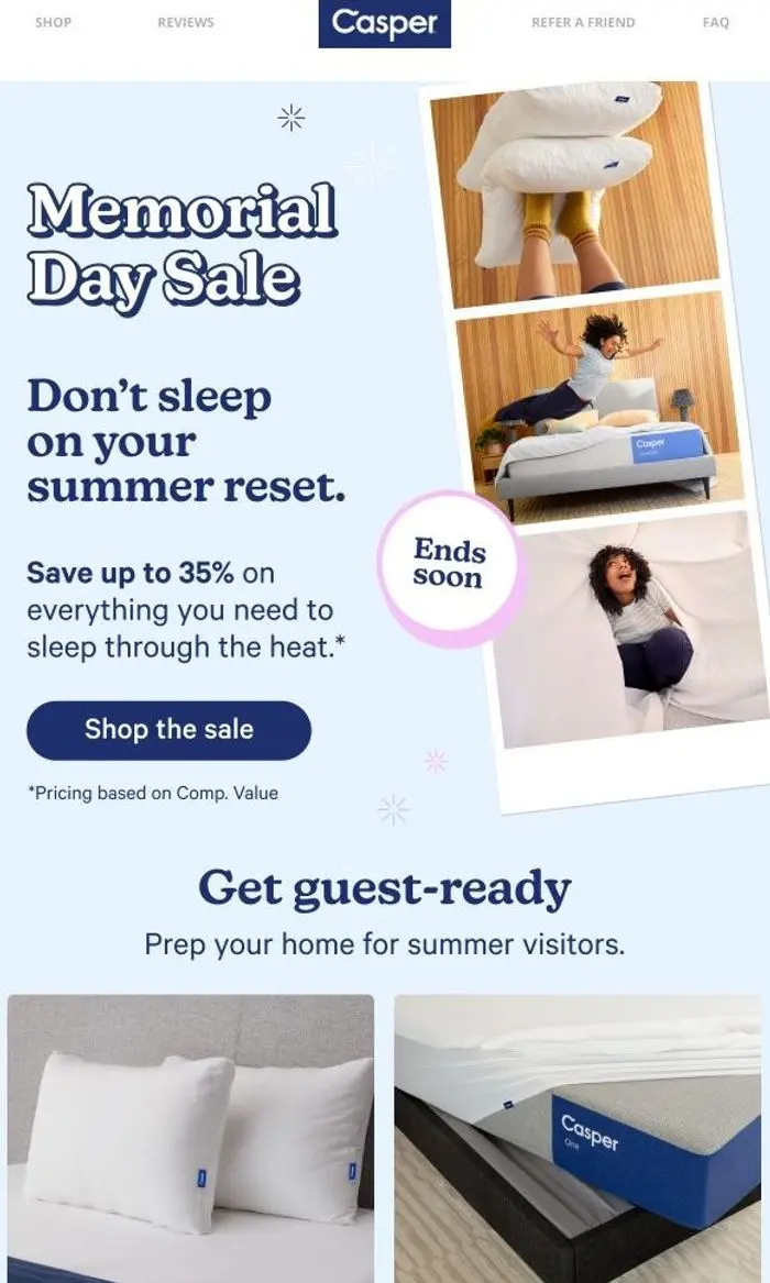 Casper: Save up to 35% on your summer reset