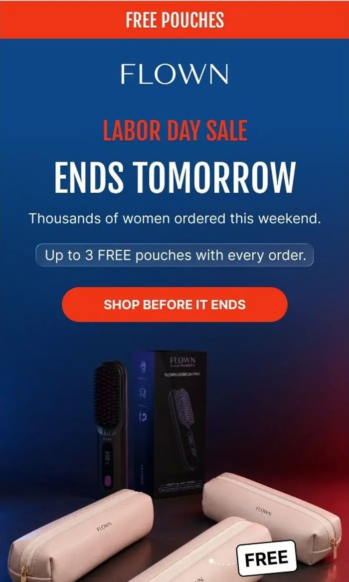 FLOWN: Last day tomorrow — up to 3 free pouches with every order