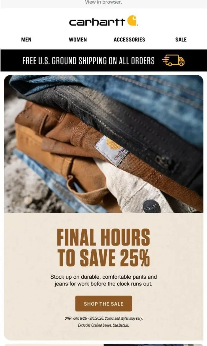 Carhartt: Last chance: 25% off pants and jeans