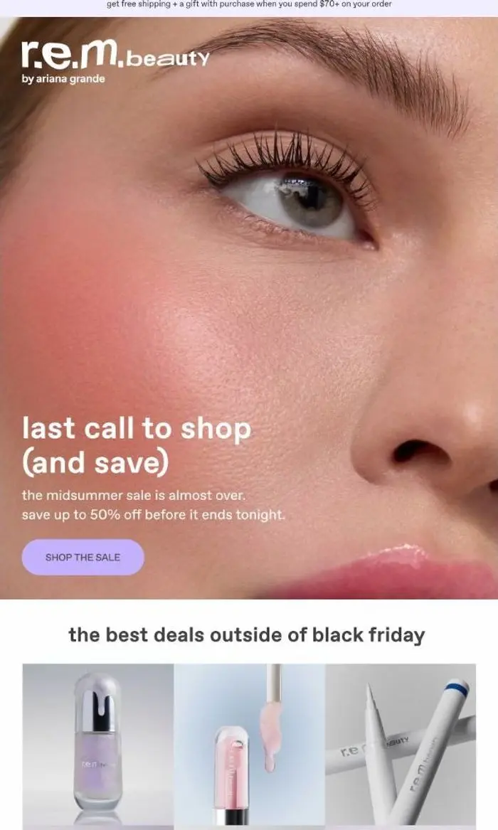 r.e.m. beauty: ends soon: midsummer savings up to 50% off