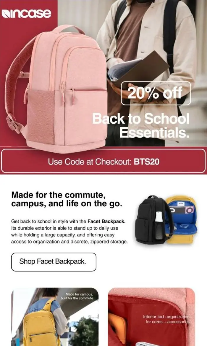 Incase.com: Enjoy 20% off Back to School Essentials.