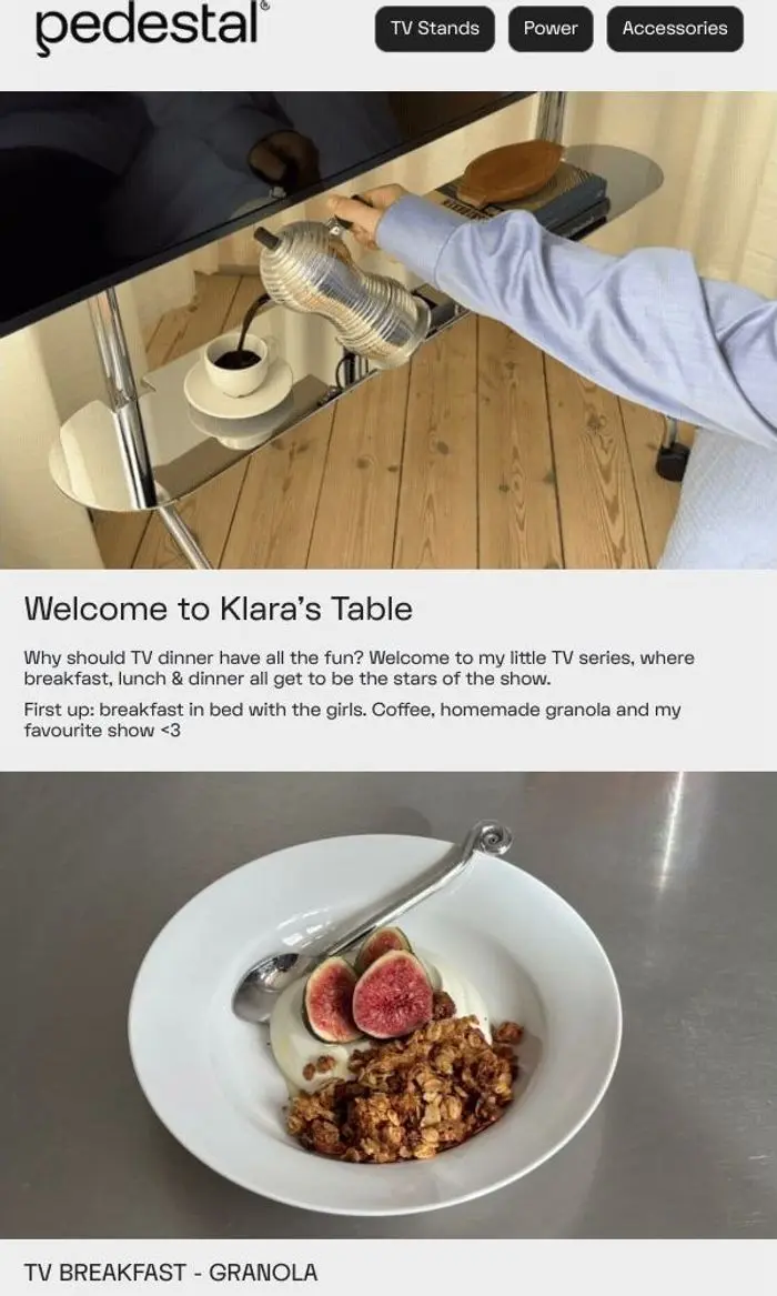 Pedestal - Supports TV élégants: Why should TV dinner have all the fun?